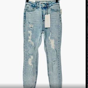 NWT Tinseltown Women's Deconstructed Skinny hi-rise Blue Jeans